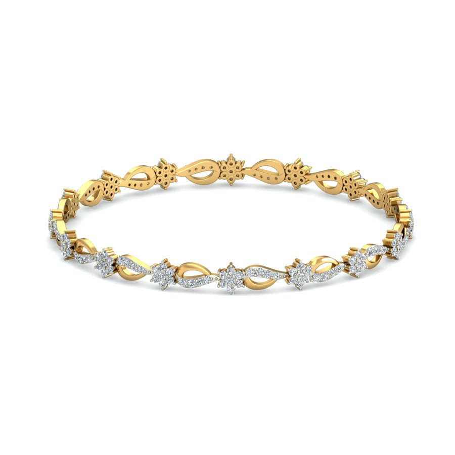 1.63Ct Natural Diamond Bangle in Yellow Gold | SolitaireKart